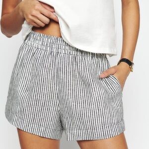 Reformation Mila Smocked Waist Linen Shorts In Vineyard